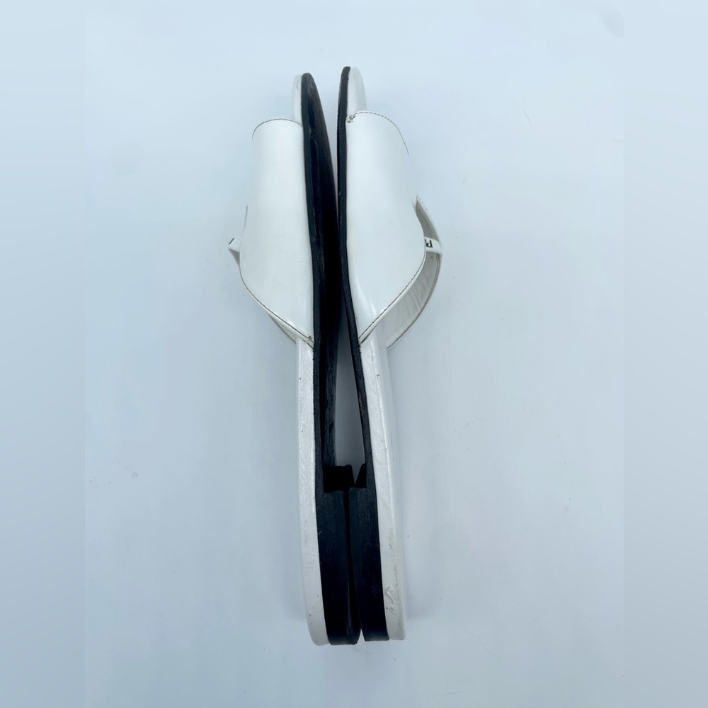 Prada White patent leather logo slide sandals EU 38.5 - Picture 7 of 13